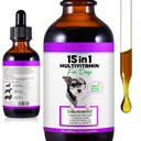15 i 1 Hunde Multivitamin Drops for hunder - Hundevitaminer og kosttilskudd Naturlige Hunde Multivitaminer og Mineraler - Glukosamin, MSM for hud & Coat, hjerte helse, bein, felles, immunsystem støtte