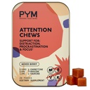 PYM oppmerksomhet Chews støtte for prokrastinasjon, fokus og produktivitet, 20 greve | 518mg L-karnitin, 54mg Tyrosin, 11mg L-Taurin, Koffein-fri | All-Naturlig Mood Boost Supplement laget i USA