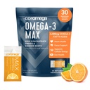 Coromega MAX 2400 mg Omega-3 Fish Oil + vitamin D-squeeze pakker, Wild-Caught, Ingen fiskende smak - 3X Bedre absorpsjon enn Softgels, støtter hjerne og hjerte helse (30 Serveringer, Citrus Burst)