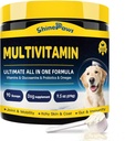 Hundevitaminer, Hunde Multivitamin pulver, med probiotika, glukosamin, Omega 3, støtte gut, ledd og mobilitet, kløe hud og Coat, mineraler og antioksidant for immun helse, daglige essensielle hundetilskudd