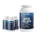 CORREXIKO Marine Collagen Supplement piller & pulver Bundle 3 måneders forsyning - Inkluderer 10.000 mg dobbel hydrolysert Collagen pulver 1kg & 1800mg Collagen Peptides 360 kapsler - for hår, hud og negler