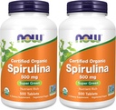 NU Kosttilskudd, organisk Spirulina 500 mg med vitaminer, mineraler og GLA (Gamma-Linolenic Acid), 500 tabletter (pakke med 2)