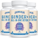 Alt-i-ett Detox Binder Supplement 1500 MG - høy biotilgjengelighet, Liver Gut Detox rengjøring med Aktivert Charcoal, Zeolit & Bentonitt Clay for toksiner, lever, Digestive, 270 Vegan Kapsler