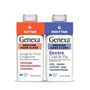 Genexa dagtid Cough & Congestion + natttid alvorlig kulde & influensa Combo Pack, Dye gratis, 0% kunstige tilsetningsmidler, flytende flersymptom cough, kalde, & influensa, organisk blåbær flavor, 12 fl oz (2 pakke)