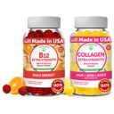 Lunakai vitamin B12 og collagen gummier Bundle - 3000 mH Metylcobalamin høy absorpsjon energi gummier - ikke-GMO anti aldring kosttilskudd for menn og kvinner - 30 dagers forsyning