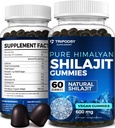 Pure Himalayan Organic Shilajit Gummies - Potent Shilajit Resin Supplement for menn og kvinner - 100% naturlig med 90+ Trace Minerals - Boost Energy, Vitality og Immun Support - 60 Gummies