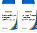 Nutricost Lactase Enzyme Complex 3000 FCC ALU, 120 Veggie Capsules - Ikke-GMO, Glutenfri, 120 Serveringer (2 flasker)