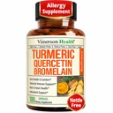 Quercetin med Bromelain Turmeric Curcumin Supplement - Allergi Relief, Joint & Immun Support - Organic Turmeric Supplement med Black Pepper (Bioperine) – 180 Quercetin 500mg Kapsler