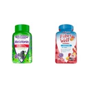Vitafusion ekstra styrke Melatonin Gummy Vitaminer, 5 mg, 120 ct Gummier & Fiber Well Sukker Gratis Fiber Supplement, fersken, jordbær og BlackBerry Flavored kosttilskudd, 90 greve
