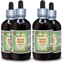 Kava Kava (Piper Methysticum) Glyceritt, tørket rot alkohol-fri flytende ekstrakt (merkenavn: HerbalTerra, stolt laget i USA) 4x4 fl.oz (4x120 ml)