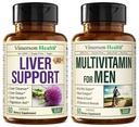 Liver Cleanse Detox & Reparasjon Melk Thistle Supplement & Multivitamin for menn - Komplet Mens Multivitaminer & Multimineraler med vitamin A, C, D, E, B12, sink og flere vitaminer for menn