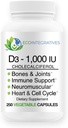 Vitamin D3-1000 IU 25mg (kolekalciferol) Hypoallerogen støtte for muskler, bein og tenner, bryst, prostata, kardiovaskulær, kolon og immunhelse (250 Veggie Capsules)