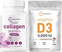 Mikroingredienser Multi collagen piller og vitamin D3 5000 IU Bundle Pack | Grass-Fed Collage Peptider | Vitamin D som kolekalciferol