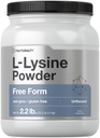 Horbäach L-Lysine pulver | 2,2 lbs | Unflavored Free Form Supplement | Vegetarisk, ikke-GMO, Glutenfri formel