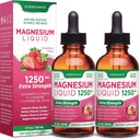 Magnesium Glycinat og Citrat flytende Supplement: med vitamin D3, K2, B6 & L-Theanin, for muskelavslapning, søvnstøtte og total velvære av kvinner - 120 ml