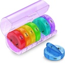 Sukuos ukentlig pilleorganisator 7 dag 2 ganger om dagen, stor daglig pille boks lett å åpne, PM piller tilfelle for medisin /vitamin / fish olje / tilbehør (Purple)