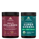 Gamle Ernæring Organic SuperGreens pulver, 25 serveringer + Multi kollagen Protein Powder, Unflavored, 45 Serveringer