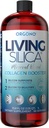 Living Silica Collagen Booster flytende | Vegan kollagen øker drikke | støtter sunn kollagen og elastin produksjon for felles og bein støtte, glødende hud, sterk hår og negler.