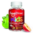 Feel Great Apple Cider Vinegar Gummies for barn | Rik på Digestive Enzymer & Naturlige Antioksidanter for Gut Helse | Vegan Gummy støtter sunn næringsstoffer Absorpsjon | 60 dagers forsyning