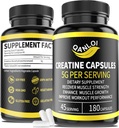 Mikronisert Kreatin Monohydrat Capsules, 5000 mg per servering, Benefitial for muskelvekst, energiforsterkning, Kreatinpiller egnet for menn og kvinner, ikke-GMO, Glutenfri, 180 kapsler