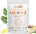 Vitamin D3 K2 Supplement Softgel, 2-i-1 Micro Ingredienser Vitamin D3 10000 IU + 200 MCG Vitamin K2, Coconut olje Softgels, Gratis GMO, Supplement Softgel (120Pcs)