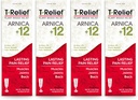 T-Relief Arnica + 12 krem naturlig lindring aktiver for ryggsmerter felles sorg muskelverk og stivhet, hele kroppen rask fungerende relief for kvinner og menn - 4 oz (4 pakke)