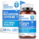 Bold Botanica Mushroom Supreme 7 – Mushroom Supplement - Organiske ekstrakter av Tyrkia Tail, Chaga, Phellinus, Reishi, Cordyceps, Maitake, Shiitake for immunstøtte og optimal velvære, 60 Caps