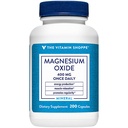 Vitamin Shoppe Magnesiumoksid 400 mg – essensiell daglig mineral formel for å støtte energiproduksjon, muskelavslapping, bein helse, og fremme digestiv regelmessighet (200 kapsler)
