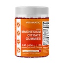Vitamatisk Magnesium Citrat Gummies 600 mg per servering - 240 Vegan Gummies - Naturlig bringebær Flavor - høy absorpsjon Magnesium Supplement - støtter Nerve, Bein og Muskel helse