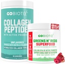 GOBIOTIX Super Greens & Collage Bundle - Vitality Boost med økologisk Spirulina & hår-Skin-Nails Support - 30 Services Hver