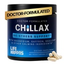 Liv Happns Chillax, Calm Support Supplement, L Theanine, Magnesium, GABA og Saffron Kosttilskudd for avslapning, Naturlig Mood Helse Støtte for voksne, beroligende og avslappende, 60 Kapsler