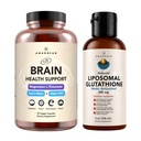 AMANDEAN Premium Hjerne Helse Supplement & Liposomal Glutathione Bundle. Triple Formula med magnesium L-Treonate, USA-Grown Organic Lion's Mane 6:1 ekstrakt, og Alpha-GPC.