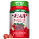 Naturens sannhet Apple Cider Vinegar Gummies | 600 mg | 75 Gummies | Apple Flavor | Vegansk, ikke-GMO, Glutenfri Supplement