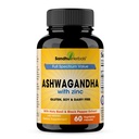 SANDHUHERBALS Sandhu Herbals Ashwagandha Supplement | 60 Økologisk 4 i 1 Kapsler, 1 måneds forsyning | med sink, svart pepper og hellig basil ekstrakt | Støtter immun helse | Ikke-GMO