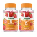 Livbar B-kompleks + vitamin D 10000 IU, Gummies Bundle - Great Tasting, Vitamin Supplement, Glutenfri, GMO Free, Chewable