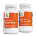 Terry Naturally BioActive Vitamin B - Aid Heart Helse med Bioactive B vitaminer - Supplement med folat og kalsium - B Complex Vitamin til å hjelpe nervesystemet funksjon - 60 kapsler (pakke av 2)