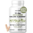 15 dagers avansert Colon Cleanse, Probiotika og naturlige urter, støtter Detox & Gut Flora for kvinner og menn, med Cascara Sagrada, Psyllium Husk & Senna Leaf, 30 kapsler 1-2 daglig