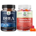 Bundle av DHEA Supplement for hormonbalanse, Mood stabilitet, hjernefunksjon - Dehydroepiandrosteron og vitamin D3 Gummies for daglig velvære med 2000IU per servering beinmuskel og immunstøtte