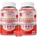 (2 Pack) Methylated Multivitamin Kids Gummies + Omega3, Methylfolate & B12, Calcium, Probiotics, Elderberry, for Kids & Teens, for Growth, Immune, Bone, Brain, Focus, No Sugar - 120 Count