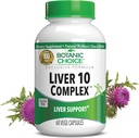 Botanisk valg Lever 10 Kompleks - Premium Liver Helse Support og velvære Supplement - Naturlig urteblanding med Melke Thistle ekstrakt, Lecithin, og Curcumin C3-60 piller