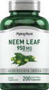 Piping Rock Neem Leaf Capsules | 950mg | 200 pulverpiller | Herb ekstrakt Supplement | Azadirachta Indica | Ikke-GMO, Glutenfri