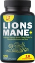 18in1 Mushroom Supplement Complex - med Lion's Mane, Cordyceps sinensis, Reishi Mushroom - Støtte Brain Supplement for energi, minne og immunsystem - 120 Kapsler