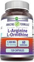 Amazing Formler L-Arginin / L-Ornithine 1500 Mg Per Serving, Kapsler Ikke-GMO | Glutenfri | Aminosyre Supplement (120 greve)