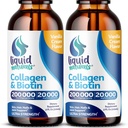 Væske kollagen og biotin, 2 Fl. Oz, ultra-sterkt kollagen kosttilskudd for kvinner, ketovennlig biotin for hårvekst kvinner, negler, & hud vitaminer B7 collageno peptides – Vanilla Flavor - 2 pakke