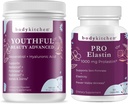 Kropp Kjøkken Ungdomslig Skjønnhet Avanserte kollagen Peptider pulver og resveratrol og hyaluronsyre 10oz og pro-elastin, greve av 60