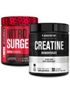 Jacked Factory NITROSURGE Shred Pre Workout Supplement (vannmelon, 30 Services) & Kreatin Monohydrat pulver (uovertruffen, 30 Services)