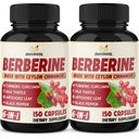 2 Pack Berberine HCl- Plus Ceylon Cinnamon, Turmeric, Melke Thistle, Artichoke, Black Pepper, Berberine HCI Root Kosttilskudd piller - Immunsystem