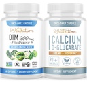 Kalsium D-Glucarate med 200 mg DIM Supplement for forbedret østrogenbalanse for kvinner | Vegansk Glutenfri CDG Supplement for kvinner (90 serveringer) med Diindolmylmetan kapsler (60 serveringer)