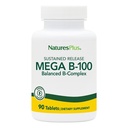 Natures Plus Mega B-100 Complex - 90 Uunngåelige Release Vegetariske tabletter - Energi & Brain Booster - Glutenfri - 90 Serveringer