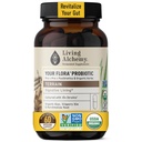Flora Probiotic Terrain - Ikke-GMO Probiotika med Fermented Soybean, Aloe Vera, & Slippery Elm for Gut Balance & Digestion - Prebiotika, Postbiotika, Digestive Enzymer - Living Alchemy, 60 stk